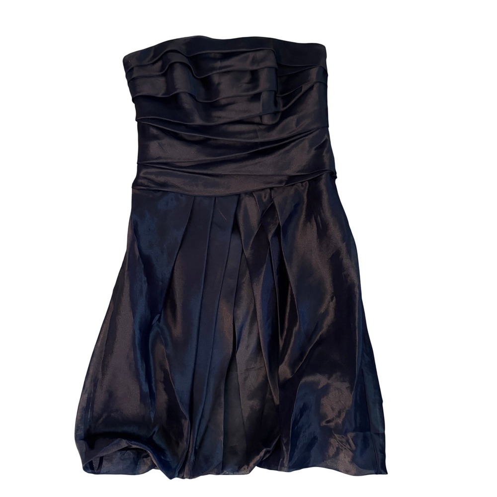 White by Vera Wang Strapless Bubble Hem Dress 4 Navy Blue Excellent VW360018